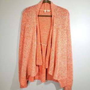 Anthro MOTH coral Winnie draped cardigan sweater